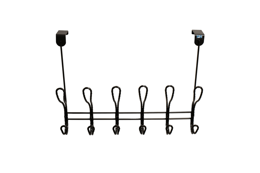 Fantashome Twisted Over The Door Hook Rack With 12 Hooks - Black Black Med 1