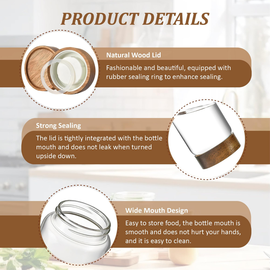 250ml Acacia Lid Glass Jar – Spice Pantry Storage