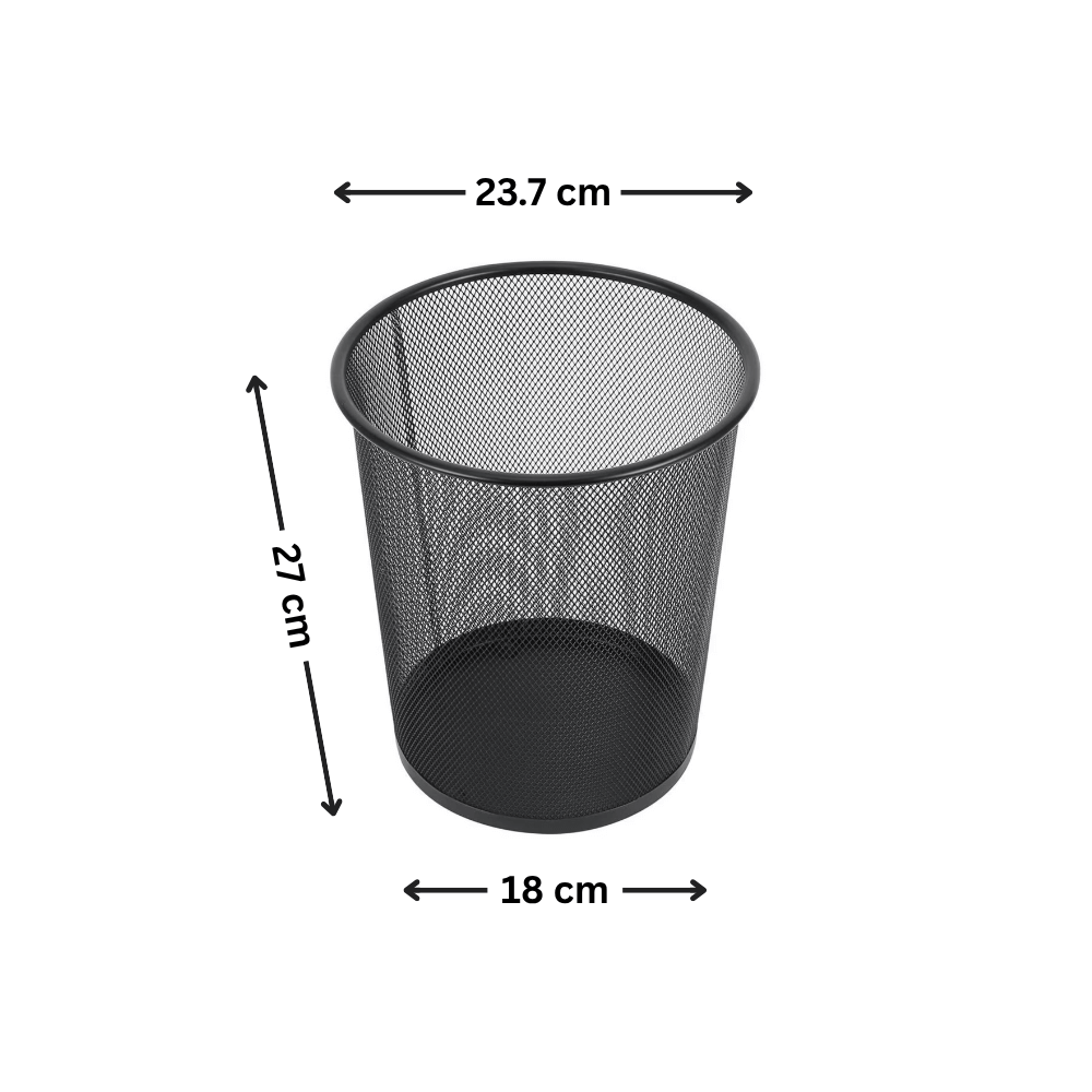 Black Mesh Metal Bin for Waste Disposal & Organisation