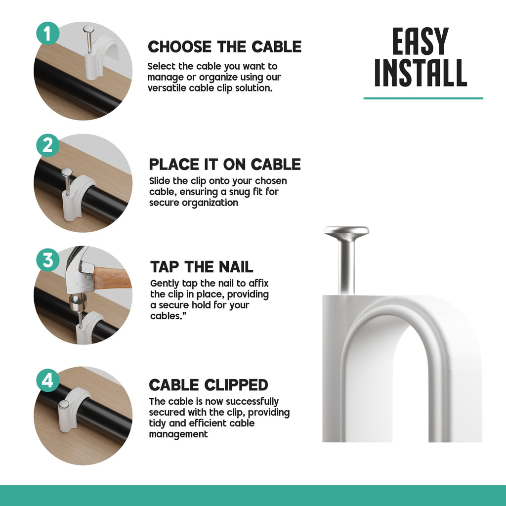 Cable Tie Wraps with Wire Clips & Wall Cable Clips~5373