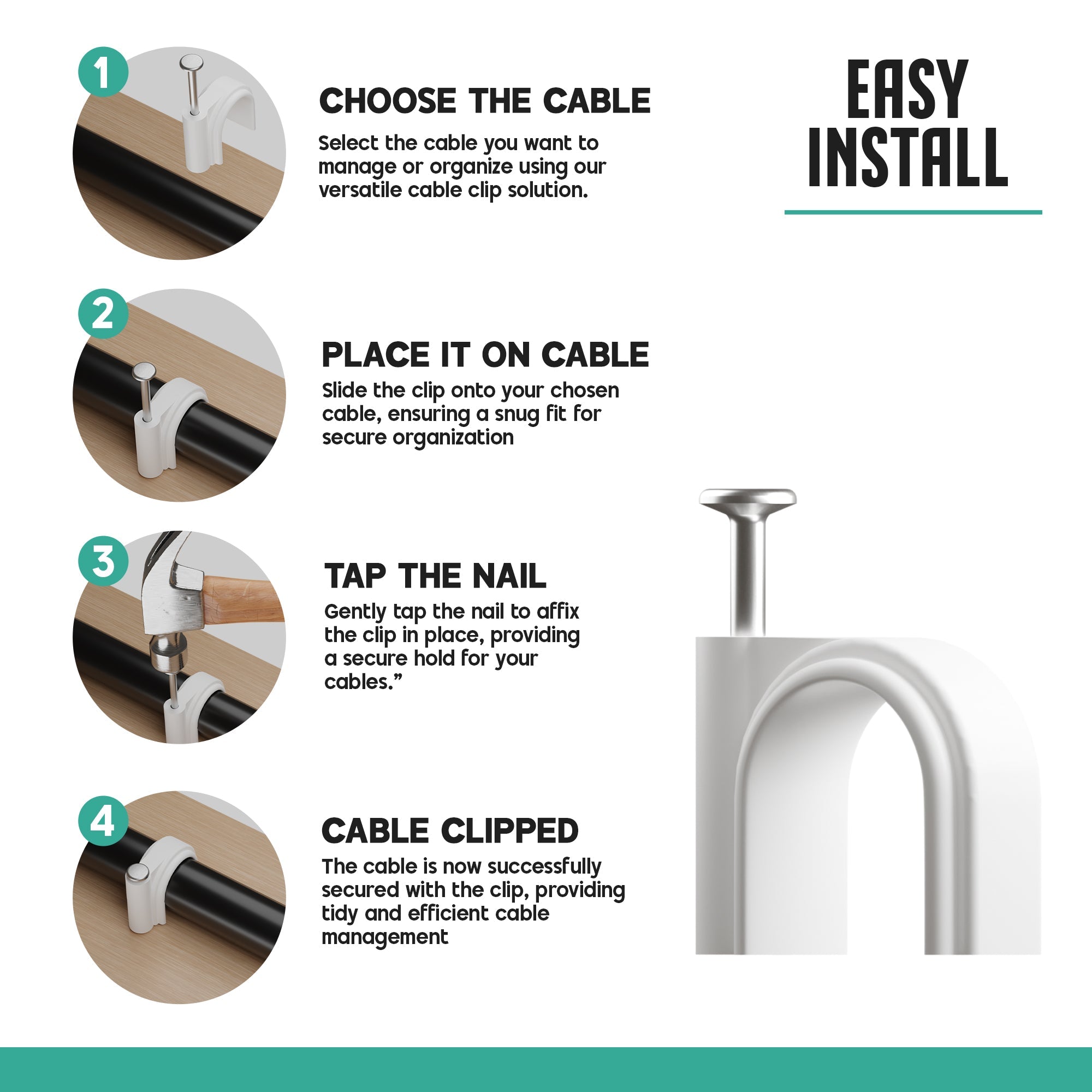 Cable Tie Wraps with Wire Clips & Wall Cable Clips~5373