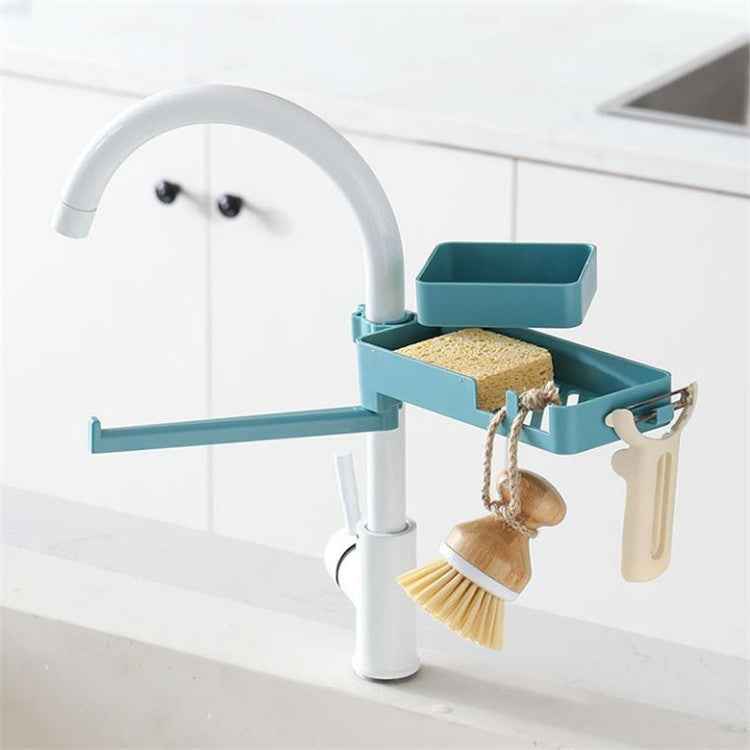 Kitchen Sink Faucet Sponge Holder with Drain Rack