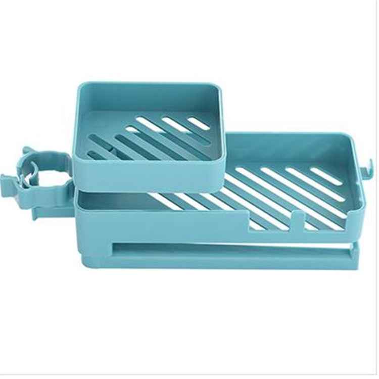 Kitchen Sink Faucet Sponge Holder with Drain Rack Blue