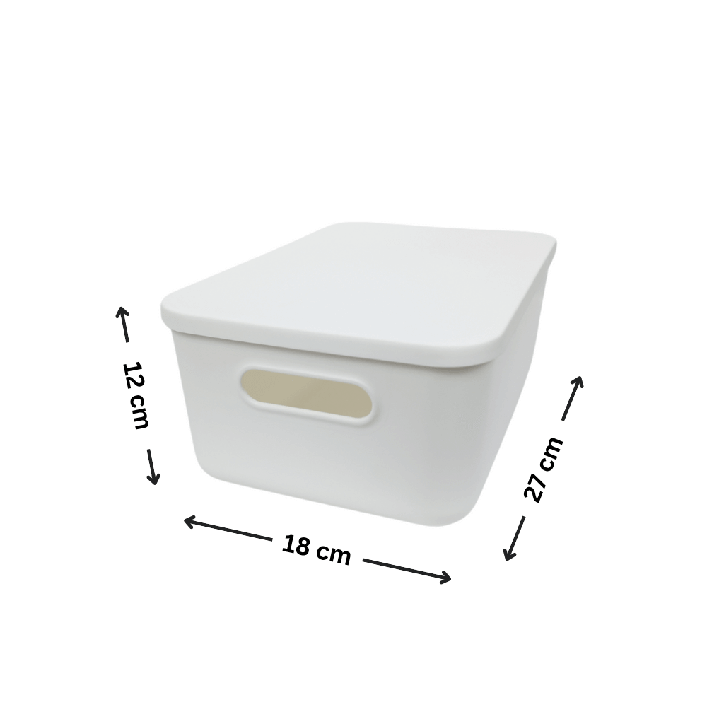 Medium White Storage Tub with Lid