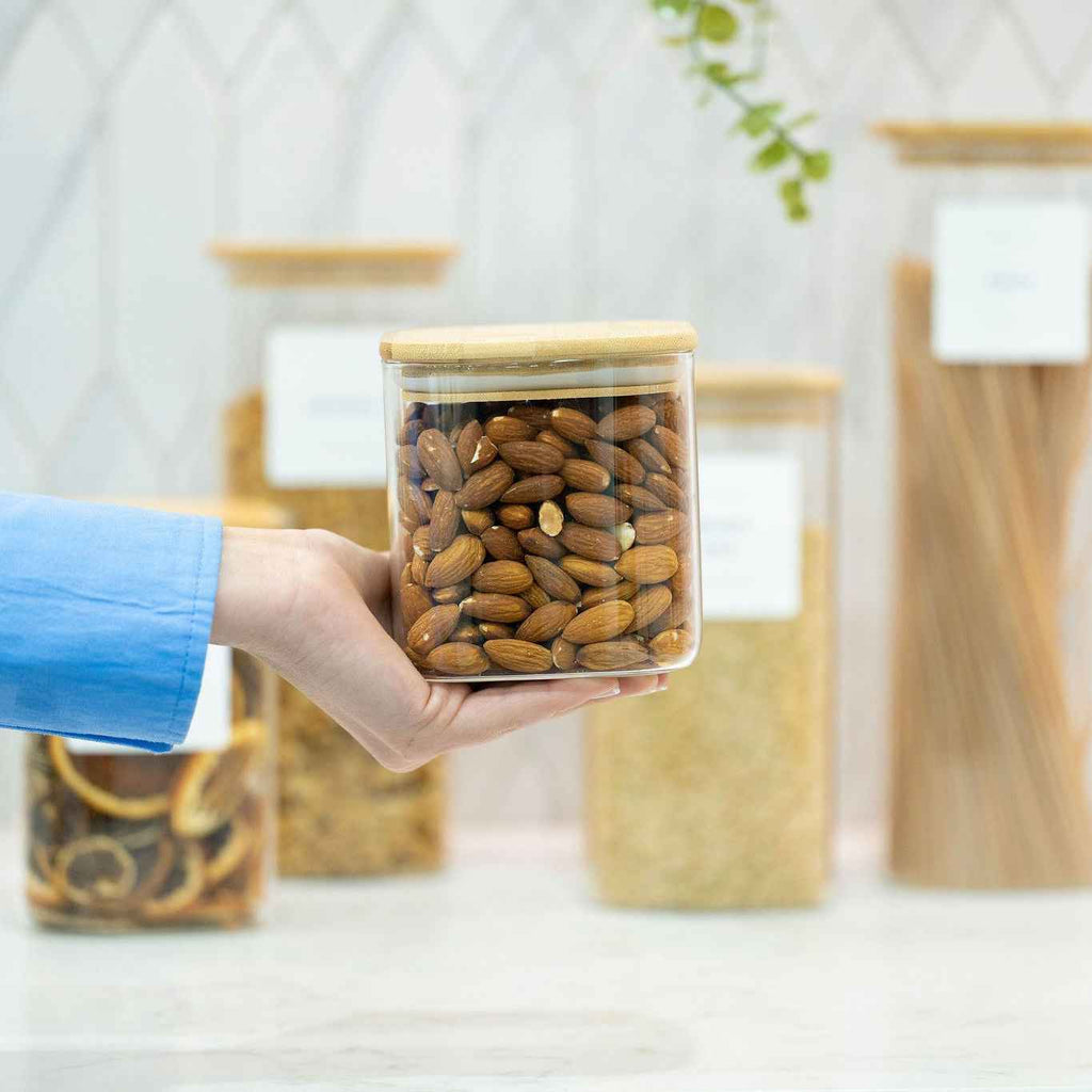 Square Glass Jar with Bamboo Lid – 750ml Pantry Storage