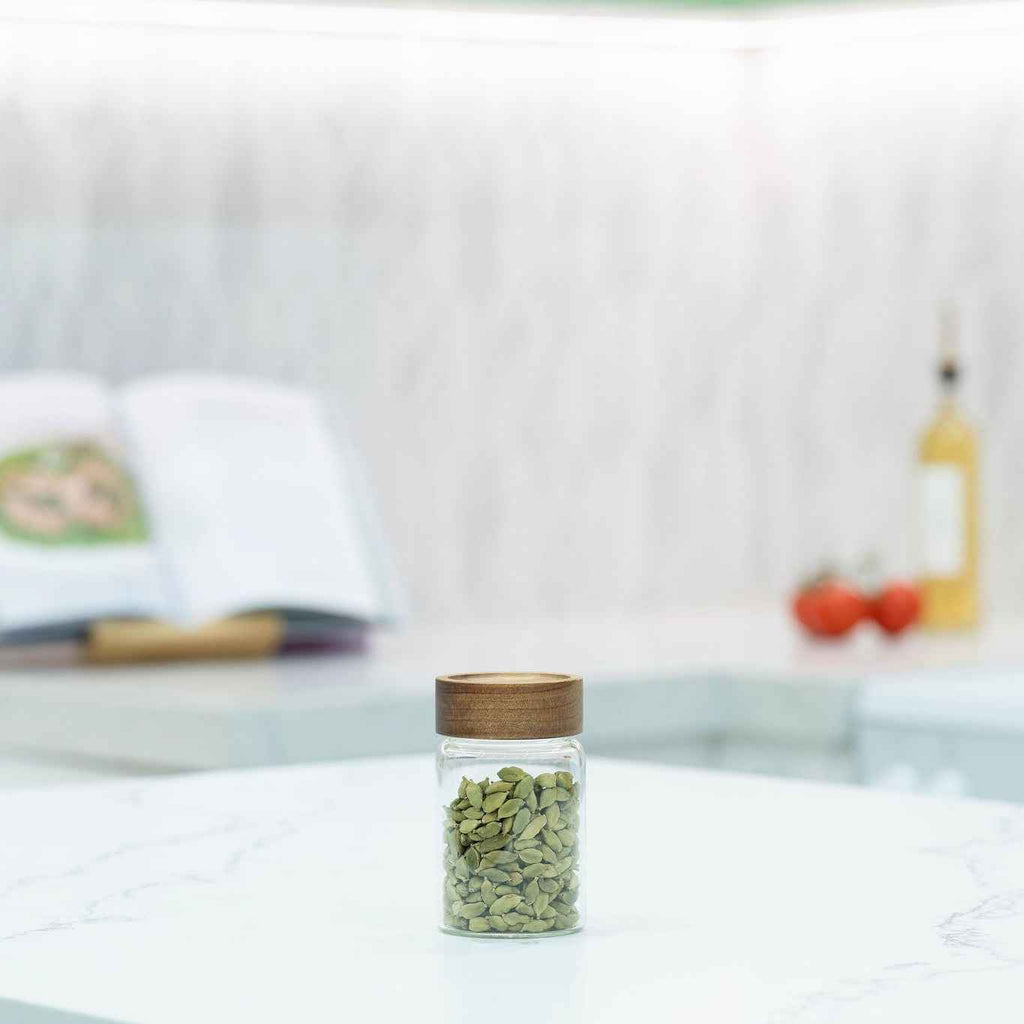 250ml Acacia Lid Glass Jar – Spice Pantry Storage