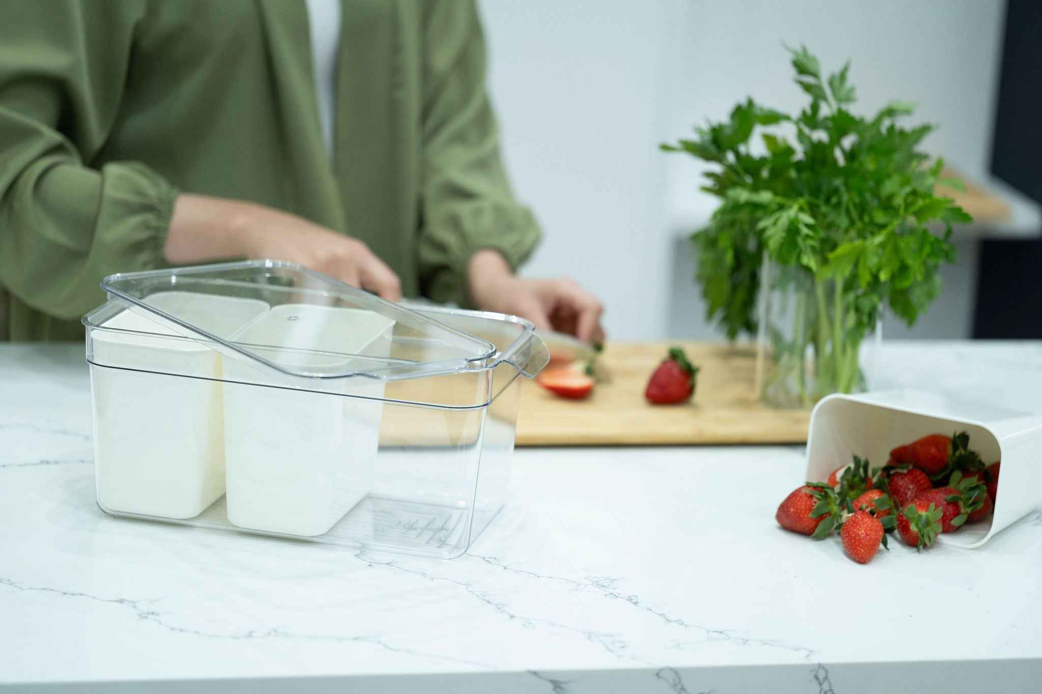 Triple Clear Fridge Organiser with Removable Baskets