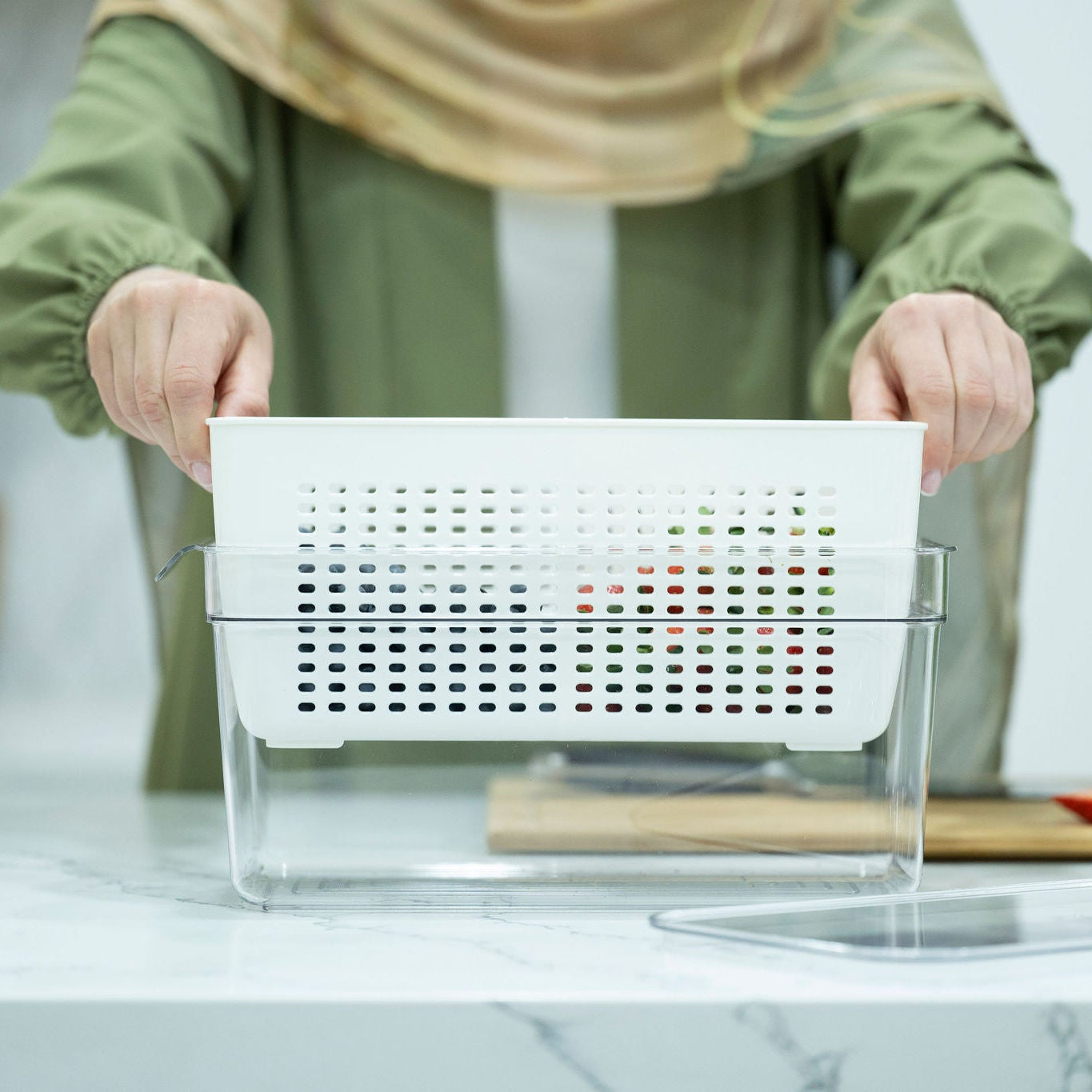 Double Fridge Organiser with Removable Baskets