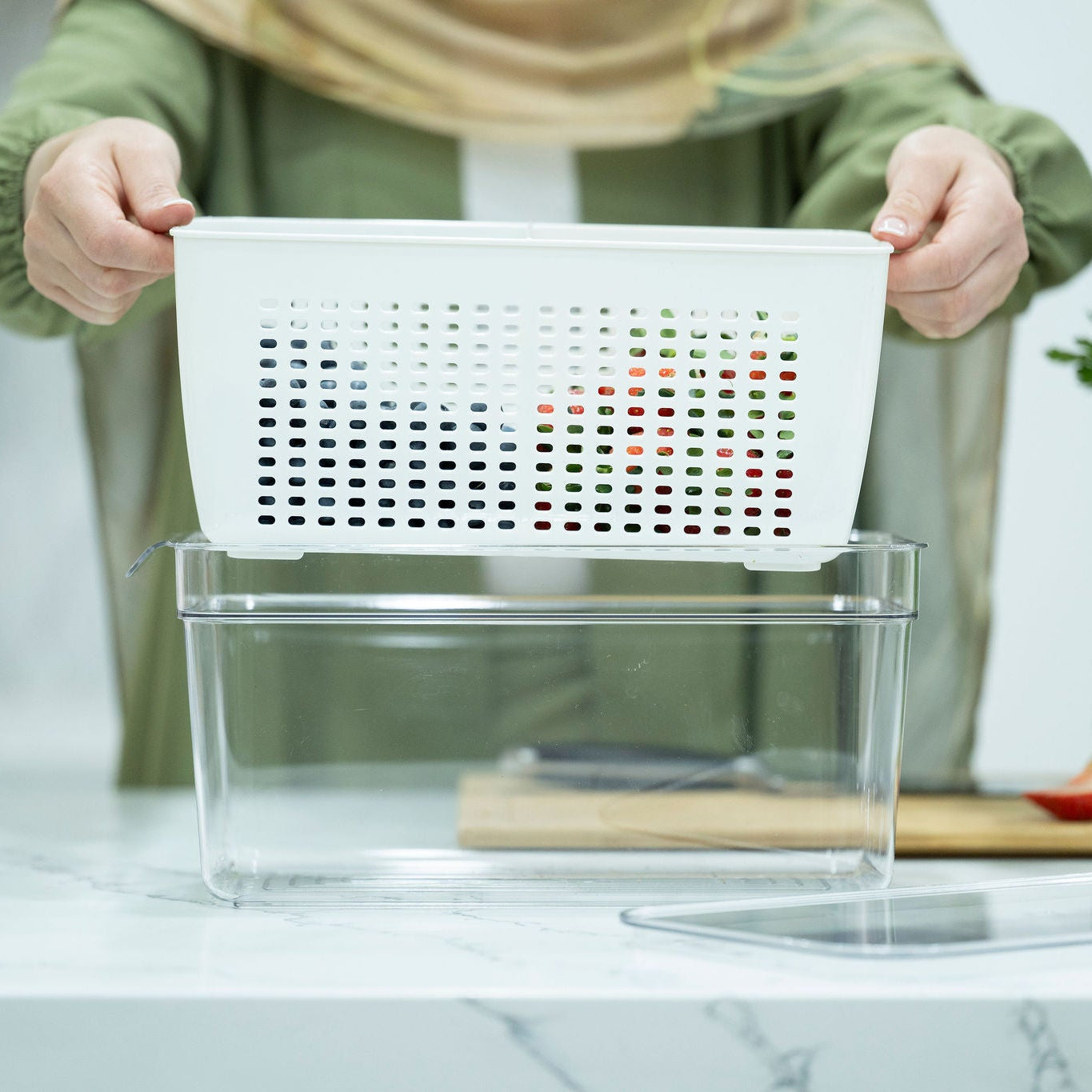 Double Fridge Organiser with Removable Baskets
