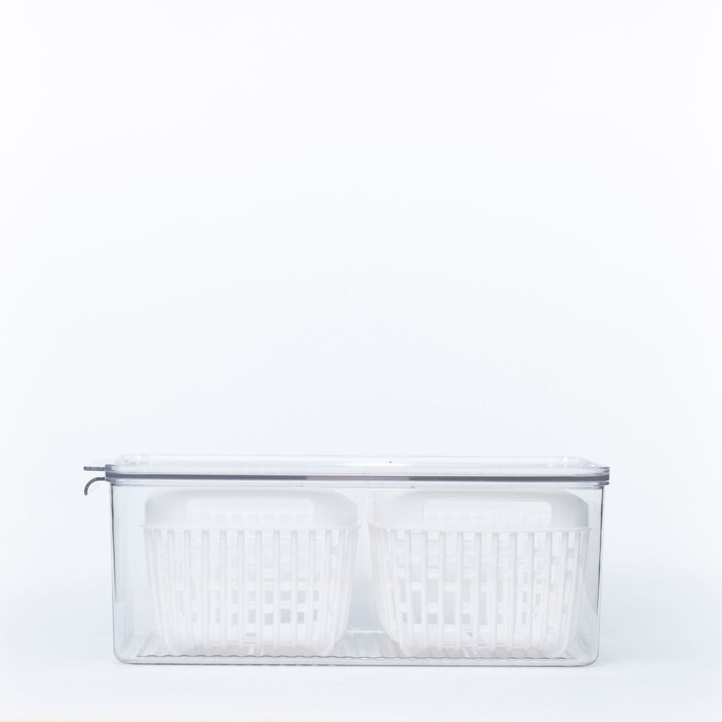Fridge Storage Container with Double Basket