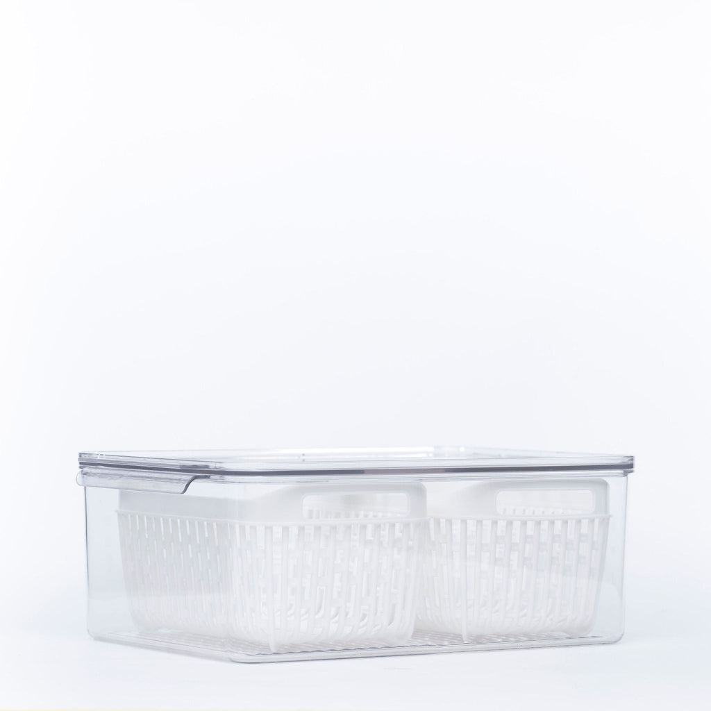 Fridge Storage Container with Double Basket
