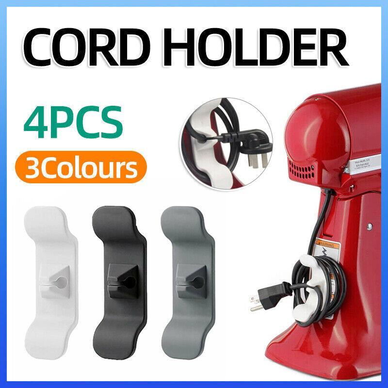 Cord Organizer Wrap Holder 4pcs Kitchen Appliance Cable Winder Adhesive Clip - 4PCS Black