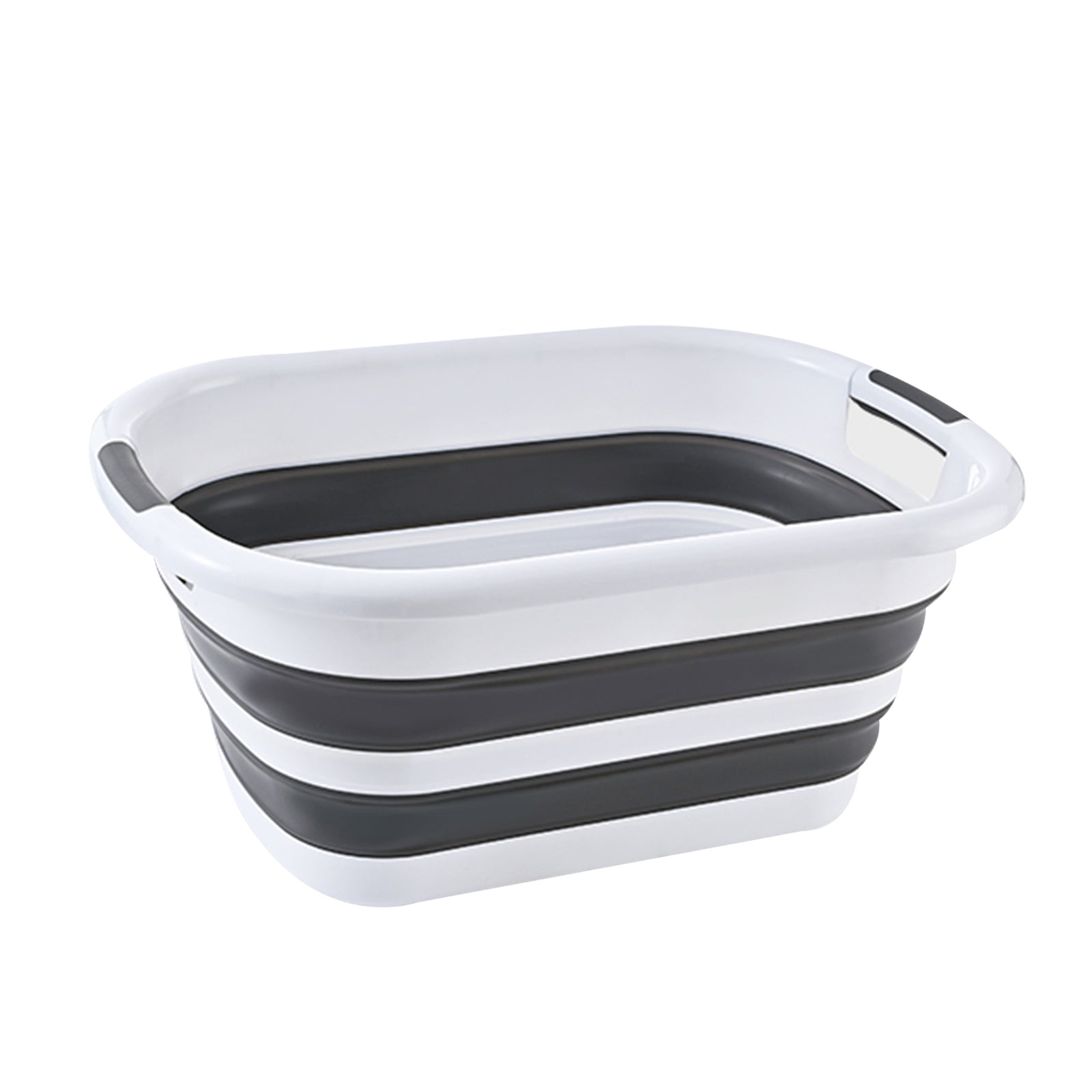 NNEDSZ 45L Collapsible Laundry Basket Washing Clothes w/Handles Bin Foldable - Grey/White