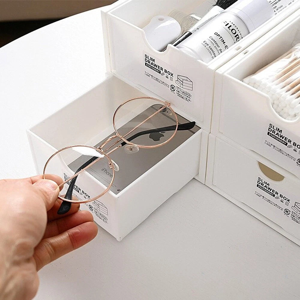 Desk Vanity Organizer 8 Piece Stackable Storage Boxes for Small Apartment