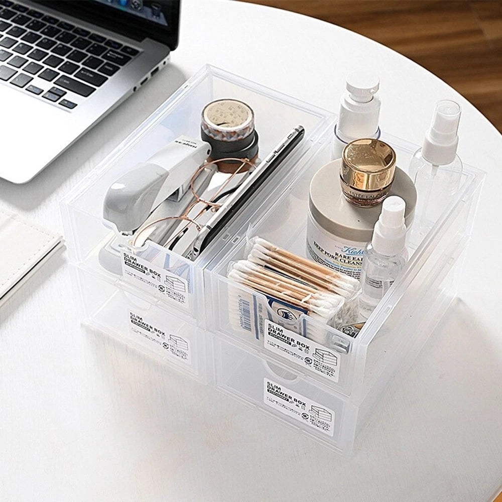 Desk Vanity Organizer 8 Piece Stackable Storage Boxes for Small Apartment